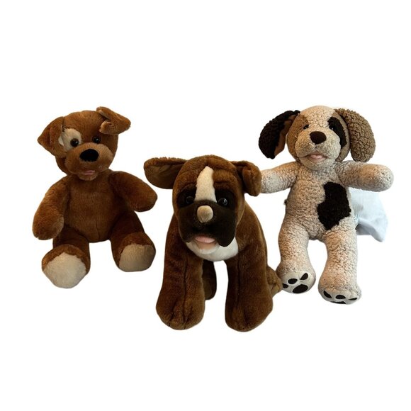Build A Bear Workshop Dogs Plush Trio Brown & White Stuffed Animals - Picture 1 of 4